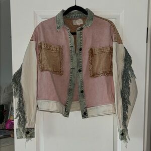 Oli & Hali Pink and Brown Fringe Jacket